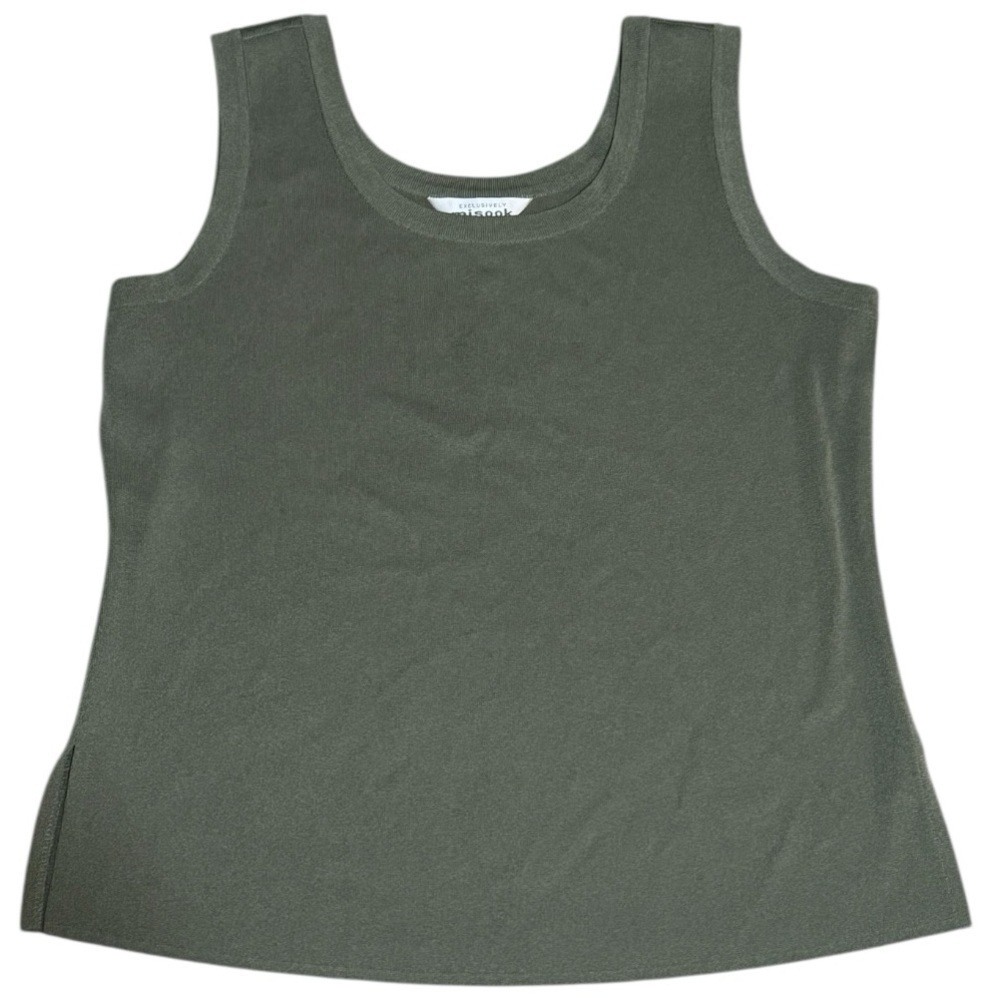 MISOOK Green Tank Top Sleeveless Shirt Luxury Casual Work Resort Size L Career